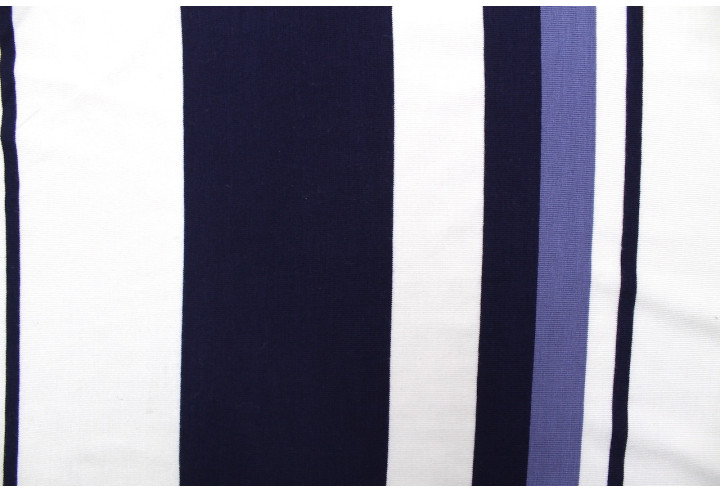 Tissu Jersey Viscose Écru Rayures Marine -Au Mètre