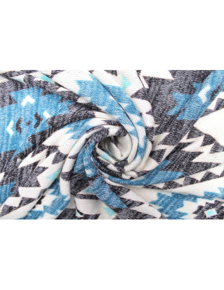 Tissu Maille Pull Géolosange Bleu -Au Mètre