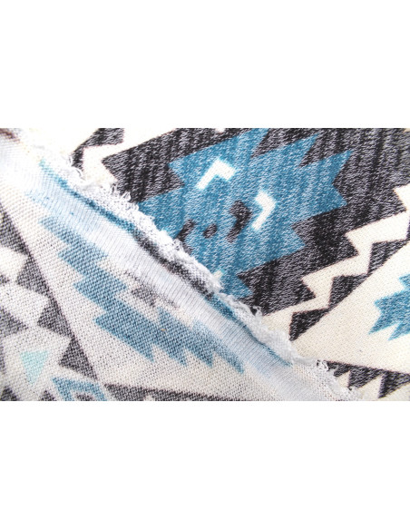 Tissu Maille Pull Géolosange Bleu -Au Mètre