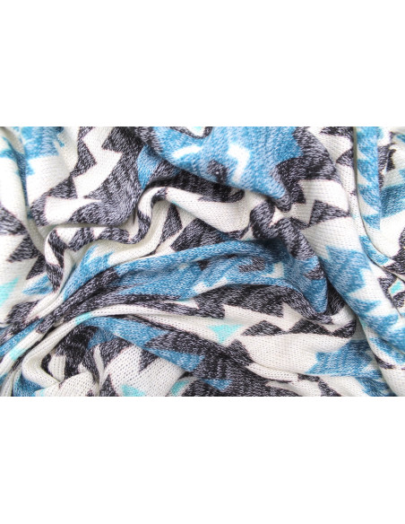 Tissu Maille Pull Géolosange Bleu -Au Mètre