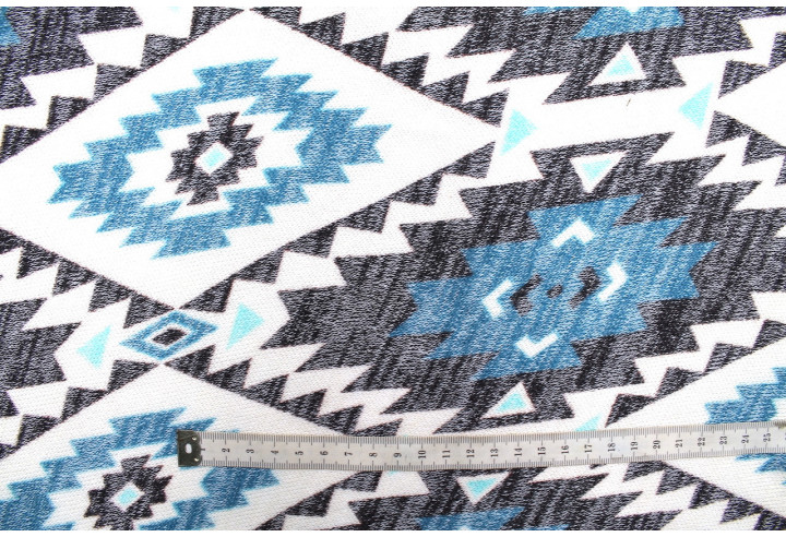 Tissu Maille Pull Géolosange Bleu -Au Mètre