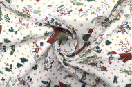 Tissu Coton Cretonne Disney Mickey Sapin Noël -Au Mètre
