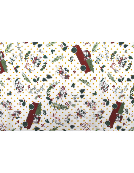 Tissu Coton Cretonne Disney Mickey Sapin Noël -Au Mètre