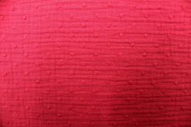 Tissu Double Gaze à Pois Uni Rouge -Au Mètre