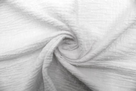 Tissu Double Gaze à Pois Uni Blanc -Au Mètre