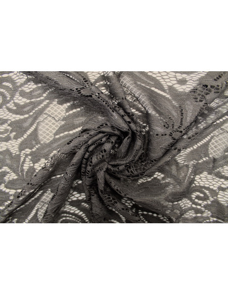 Tissu Dentelle Sophie Gris anthracite -Au Mètre