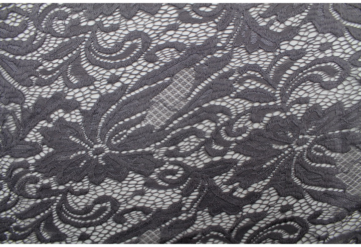 Tissu Dentelle Sophie Gris foncé -Au Mètre