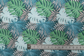 Tissu Cretonne Coton Imprimé Palma Vert -Au Mètre