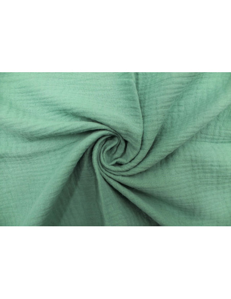 Tissu Double Gaze Vert Jade -Au Mètre