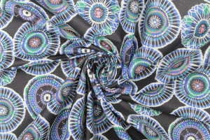Tissu Cretonne Coton Imprimé Waxa Noir -Au Mètre
