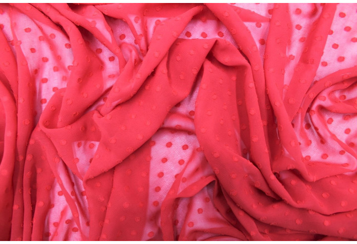 Tissu Mousseline Plumty Uni Rouge -Au Mètre