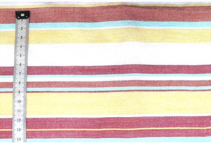 Tissu Voile Viscose Tramée Rayée Rouge -Au Mètre