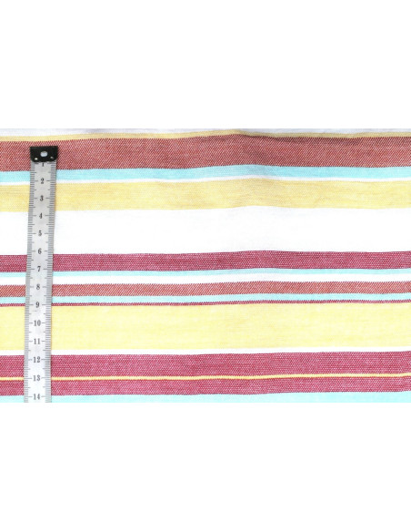Tissu Voile Viscose Tramée Rayée Rouge -Au Mètre