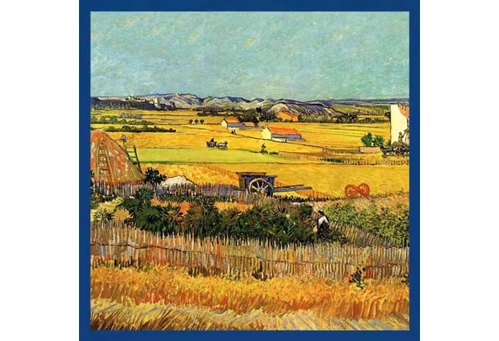 Carré de Soie 100% Dessin Artisanal en 90cm x 90cm