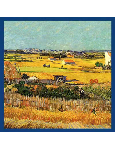 Carré de Soie 100% Dessin Artisanal en 90cm x 90cm