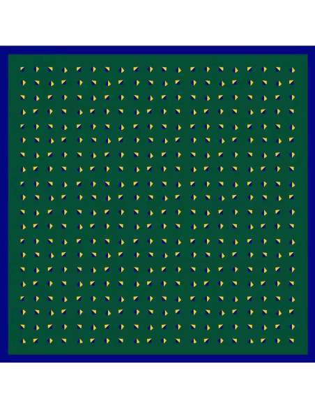 Petit Carré de Soie 100% Dessin Diamant Vert en 53cm x 53cm