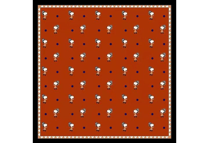 Petit Carré de Soie 100% Dessin Vallet en 53cm x 53cm