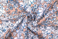Tissu Lin Viscose Imprimé Fleur Hila Beige -Au Mètre