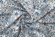 Tissu Lin Viscose Imprimé Fleur Hila Gris -Au Mètre