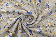 Tissu Lin Viscose Imprimé Fleur Tiara Gris -Au Mètre