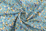 Tissu Lin Viscose Imprimé Fleur Tiara Bleu -Au Mètre