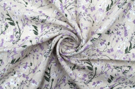 Tissu Lin Viscose Imprimé Fleur Filante Beige -Au Mètre