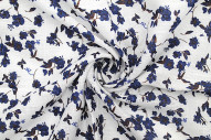 Tissu Lin Viscose Imprimé Fleur Louise Blanc -Au Mètre