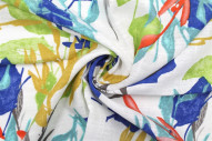 Tissu Lin Viscose Imprimé Abstract Blanc -Au Mètre