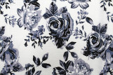 Tissu Lin Viscose Imprimé Fleur Violette Blanc -Au Mètre
