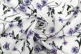 Tissu Lin Viscose Imprimé Fleur Coquelicot Blanc -Au Mètre