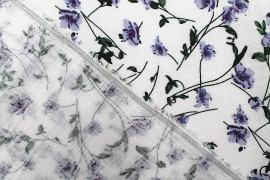 Tissu Lin Viscose Imprimé Fleur Coquelicot Blanc -Au Mètre