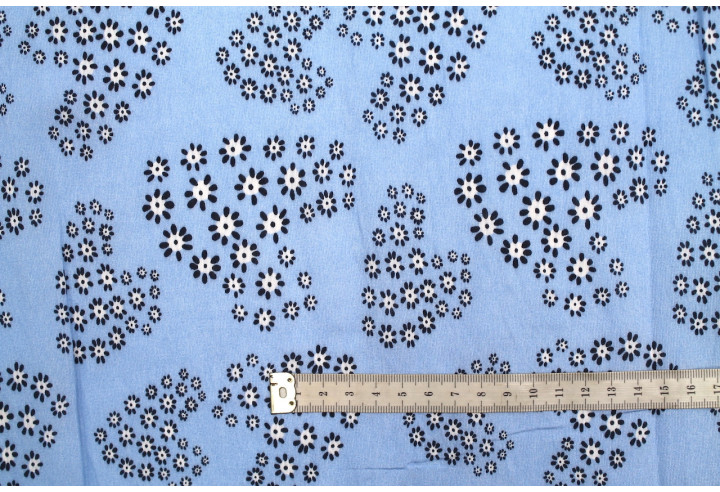 Tissu Viscose Polyamide Imprimé Flove Bleu -Au Mètre