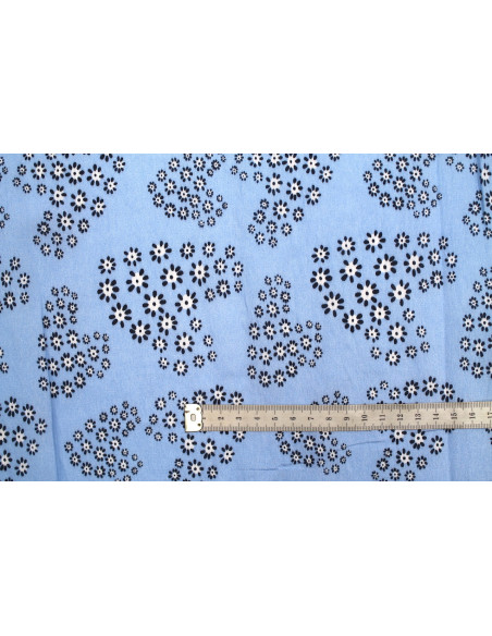Tissu Viscose Polyamide Imprimé Flove Bleu -Au Mètre