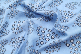 Tissu Viscose Polyamide Imprimé Flove Bleu -Au Mètre