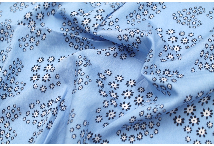 Tissu Viscose Polyamide Imprimé Flove Bleu -Au Mètre