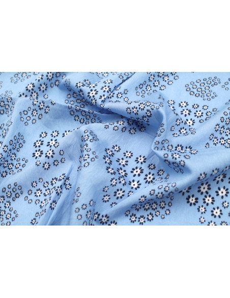Tissu Viscose Polyamide Imprimé Flove Bleu -Au Mètre