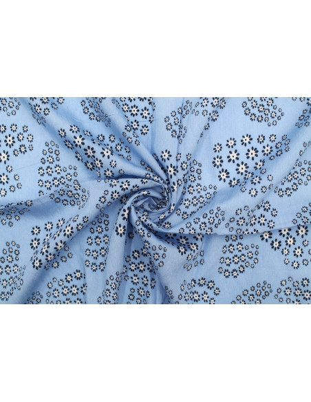 Tissu Viscose Polyamide Imprimé Flove Bleu -Au Mètre