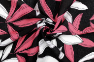 Tissu Viscose Polyamide Imprimé Fleur Jacinthe Noir -Au Mètre