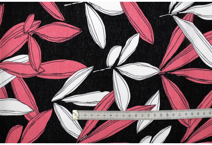 Tissu Viscose Polyamide Imprimé Fleur Jacinthe Noir -Au Mètre