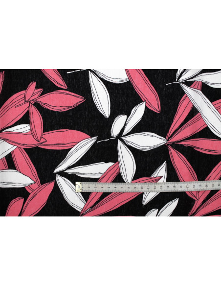 Tissu Viscose Polyamide Imprimé Fleur Jacinthe Noir -Au Mètre