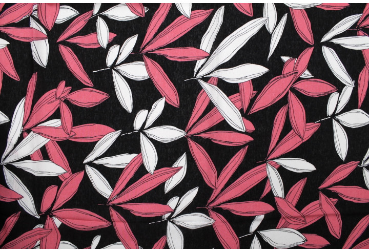 Tissu Viscose Polyamide Imprimé Fleur Jacinthe Noir -Au Mètre