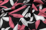 Tissu Viscose Polyamide Imprimé Fleur Jacinthe Noir -Au Mètre