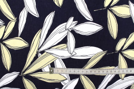 Tissu Viscose Polyamide Imprimé Fleur Jacinthe Marine -Au Mètre