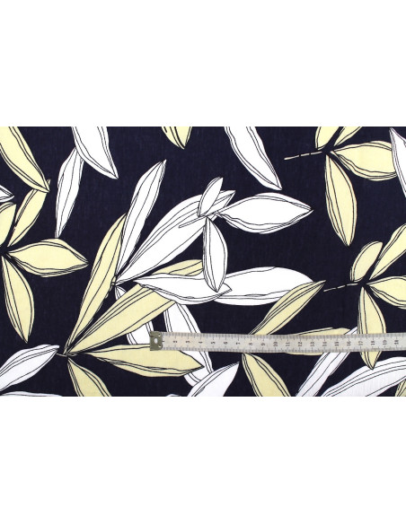Tissu Viscose Polyamide Imprimé Fleur Jacinthe Marine -Au Mètre