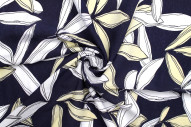 Tissu Viscose Polyamide Imprimé Fleur Jacinthe Marine -Au Mètre