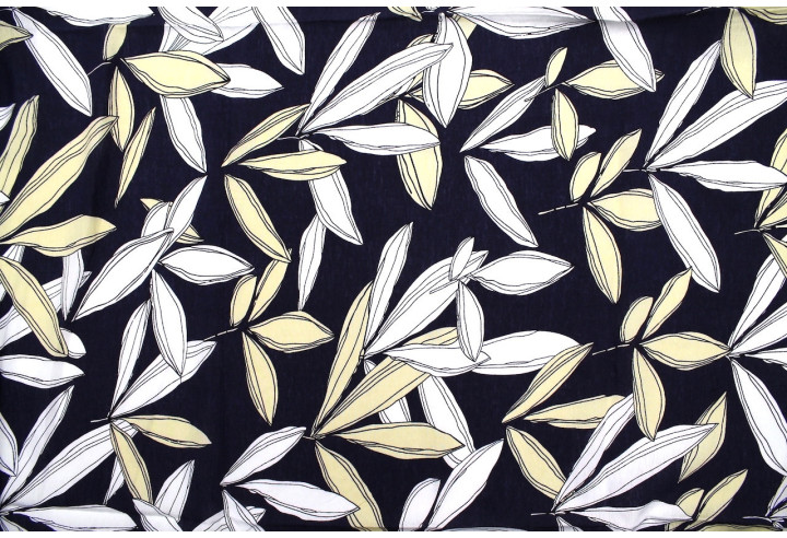 Tissu Viscose Polyamide Imprimé Fleur Jacinthe Marine -Au Mètre