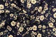 Tissu Viscose Polyamide Imprimé Fleur Gloria Marine -Au Mètre