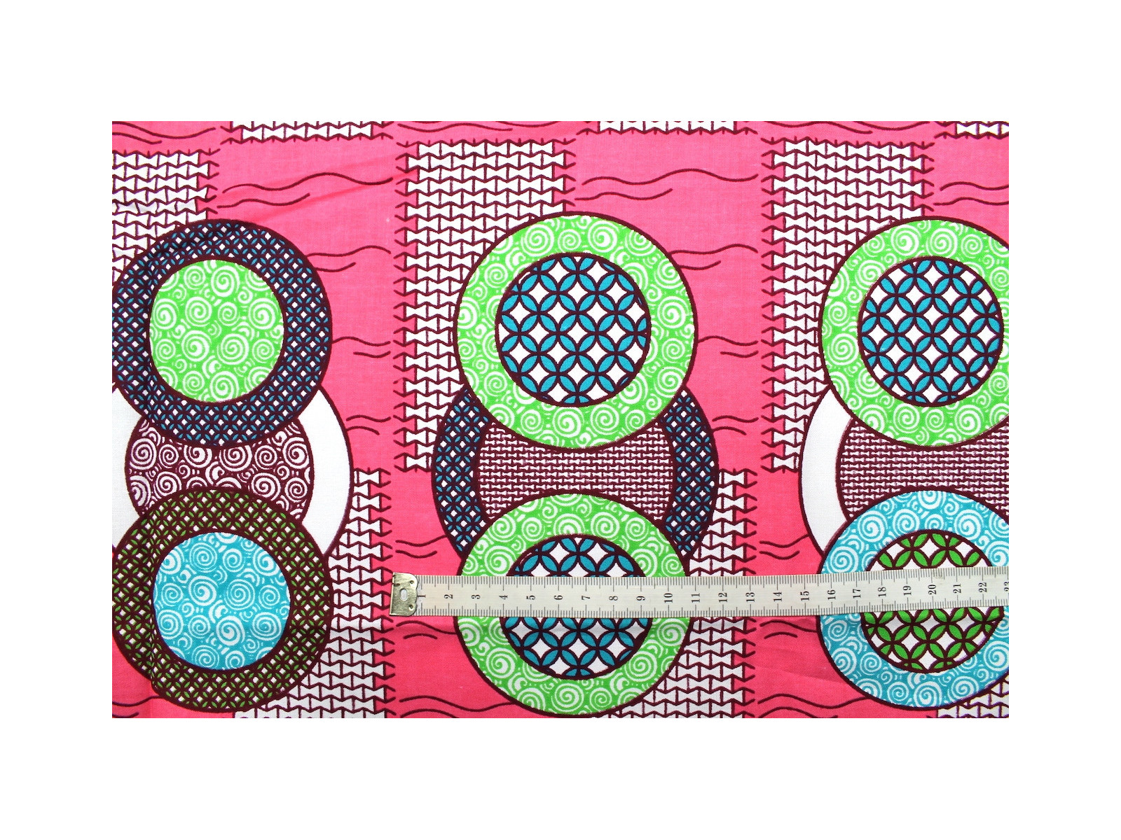 Tissu Africain Imprimé Rosaces - 120x240 Cm, Occasion, Idéal Pour Couture Ou Décoration