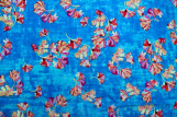 Tissu Voile Coton Viscose Imprimé Fleur Champy Bleu -Au Mètre