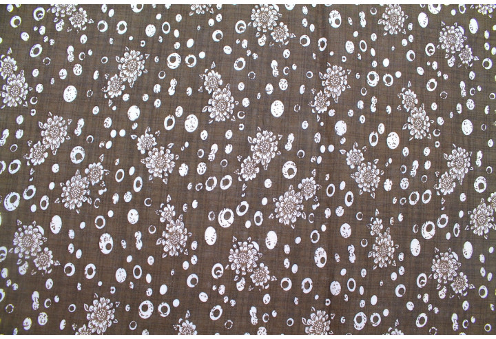 Tissu Voile Coton Viscose Imprimé Fleur Anatole Marron clair -Au Mètre